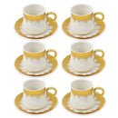 Ceramic Coffee Cup and Saucer Set of 6 Pcs Abstract Print Design 90CC/11 cm (Ctn Box 24 units)