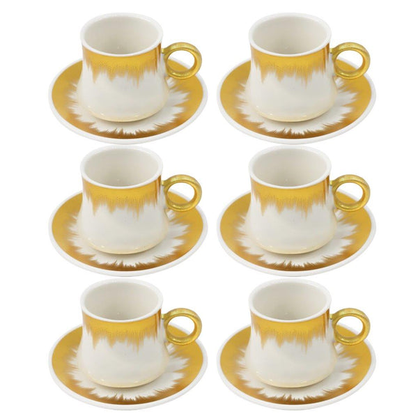 Ceramic Coffee Cup and Saucer Set of 6 Pcs Abstract Print Design 90CC/11 cm (Ctn Box 24 units)
