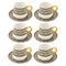 Ceramic Coffee Cup and Saucer Set of 6 Pcs Abstract Print Design 90CC/11 cm (Ctn Box 24 units)