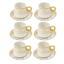 Ceramic Coffee Cup and Saucer Set of 6 Pcs Abstract Print Design 90CC/11 cm (Ctn Box 24 units)