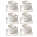 Ceramic Coffee Cup and Saucer Set of 6 Pcs Abstract Embossed Design 85CC/10.5*10 cm (Ctn Box 20 units)