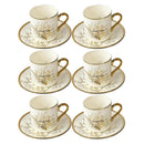 Ceramic Coffee Cup and Saucer Set of 6 Pcs Abstract Print Design 85CC/11 cm (Ctn Box 20 units)