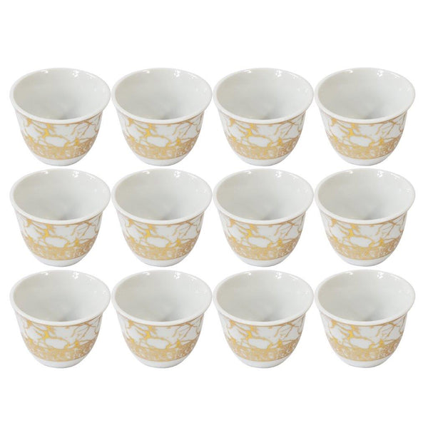 Ceramic Coffee Cawa Shafee Cup Set of 12 Pcs Abstract Print 80CC (Ctn Box 24 units)