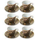Ceramic Coffee Cup and Saucer Set of 6 Pcs Abstract Print Design 85CC/11 cm (Ctn Box 24 units)