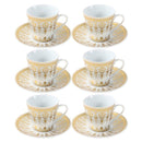 Ceramic Coffee Cup and Saucer Set of 6 Pcs Abstract Print Design 85CC/11 cm (Ctn Box 24 units)