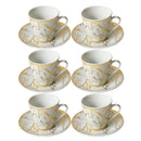 Ceramic Coffee Cup and Saucer Set of 6 Pcs Abstract Print Design 85CC/11 cm (Ctn Box 24 units)