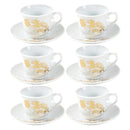 Ceramic Coffee Cup and Saucer Set of 6 Pcs Abstract Print Design 85CC/11 cm (Ctn Box 24 units)