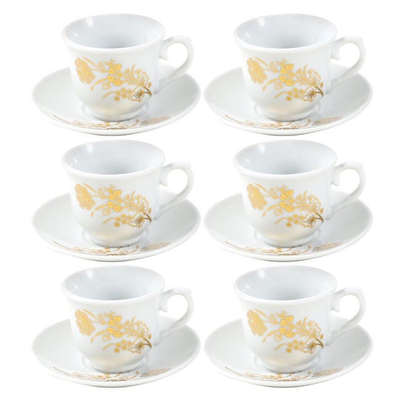 Ceramic Coffee Cup and Saucer Set of 6 Pcs Abstract Print Design 85CC/11 cm (Ctn Box 24 units)
