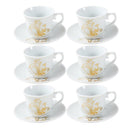 Ceramic Coffee Cup and Saucer Set of 6 Pcs Abstract Print Design 85CC/11 cm (Ctn Box 24 units)