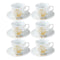 Ceramic Coffee Cup and Saucer Set of 6 Pcs Abstract Print Design 85CC/11 cm (Ctn Box 24 units)