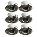 Ceramic Coffee Cup and Saucer Set of 6 Pcs Abstract Print Design 85CC/11 cm (Ctn Box 24 units)