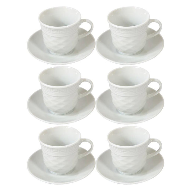 Ceramic Coffee Cup and Saucer Set of 6 Pcs Plain Design 85CC/11 cm (Ctn Box 24 units)