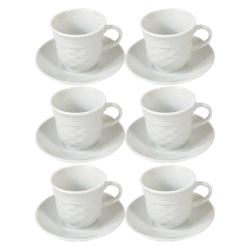 Ceramic Coffee Cup and Saucer Set of 6 Pcs Plain Design 85CC/11 cm (Ctn Box 24 units)