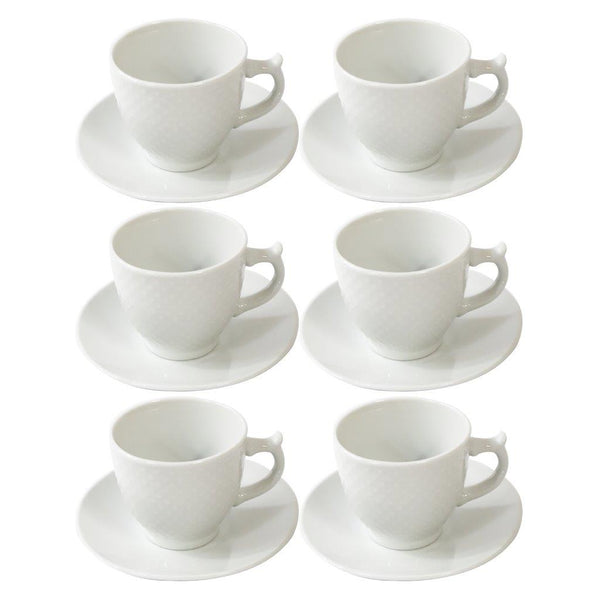 Ceramic Coffee Cup and Saucer Set of 6 Pcs Plain Design 85CC/11 cm (Ctn Box 24 units)