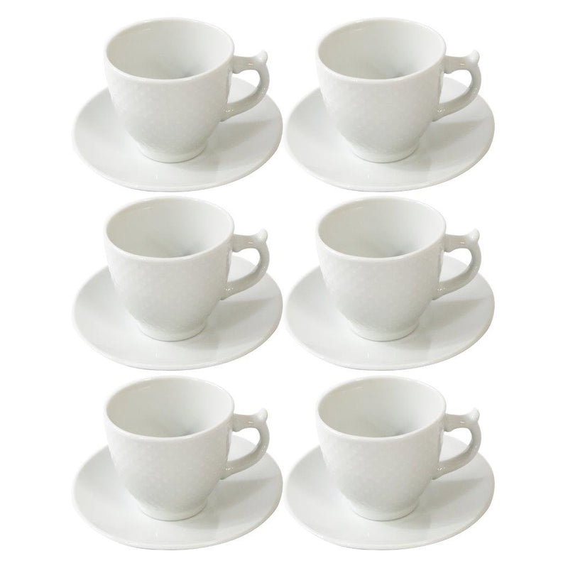 Ceramic Coffee Cup and Saucer Set of 6 Pcs Plain Design 85CC/11 cm (Ctn Box 24 units)