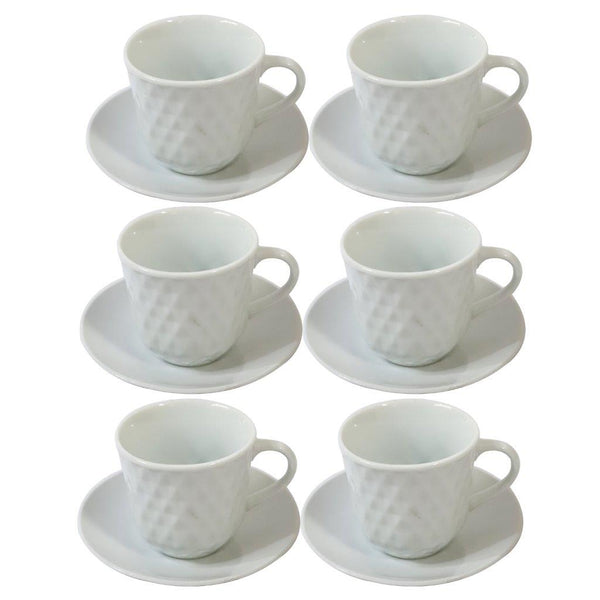 Ceramic Coffee Cup and Saucer Set of 6 Pcs Plain Design 85CC/11 cm (Ctn Box 24 units)
