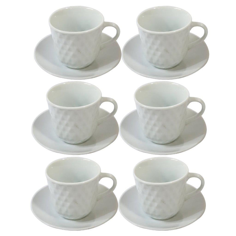 Ceramic Coffee Cup and Saucer Set of 6 Pcs Plain Design 85CC/11 cm (Ctn Box 24 units)