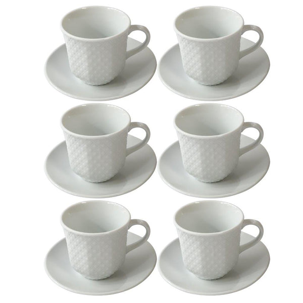 Ceramic Coffee Cup and Saucer Set of 6 Pcs Plain Design 85CC/11 cm (Ctn Box 24 units)