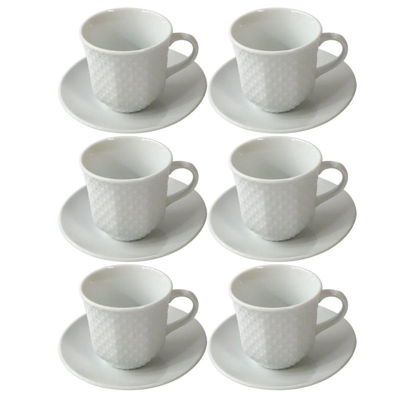 Ceramic Coffee Cup and Saucer Set of 6 Pcs Plain Design 85CC/11 cm (Ctn Box 24 units)