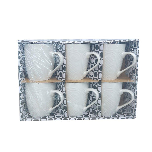 Ceramic Coffee Mug Set of 6 Pcs with Box White & Tableware 9*11 cm (Ctn Box 12 units)