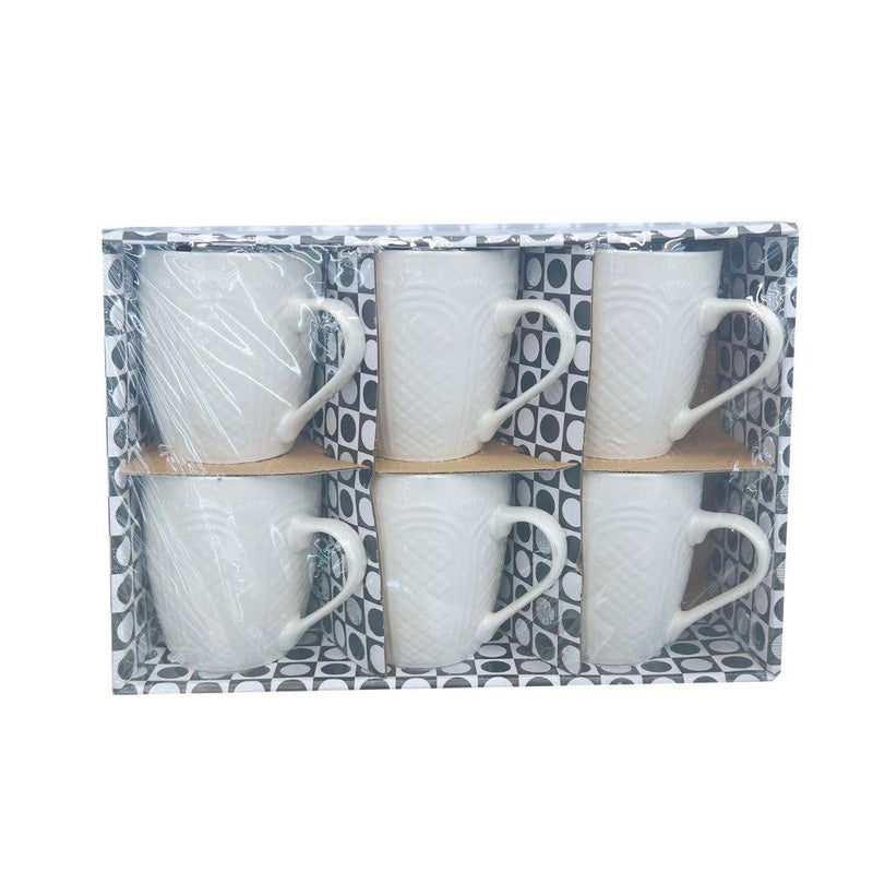 Ceramic Coffee Mug Set of 6 Pcs with Box White & Tableware 9*11 cm (Ctn Box 12 units)