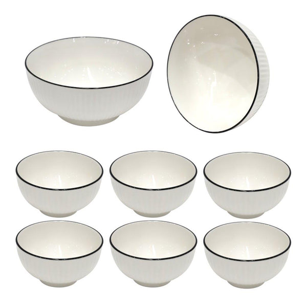 Ceramic Dinnerware Serveware Plain White Bowl Set of 7 Pcs 7pcs set (4.5"/8") (Ctn Box 12 units)