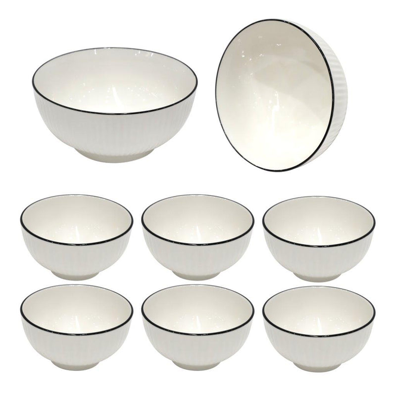 Ceramic Dinnerware Serveware Plain White Bowl Set of 7 Pcs 7pcs set (4.5"/8") (Ctn Box 12 units)