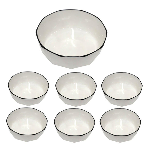 Ceramic Dinnerware Serveware Plain White Bowl Set of 7 Pcs 7pcs set (4.5"/8") (Ctn Box 12 units)