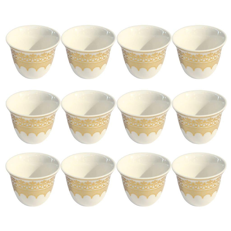 Ceramic Coffee Cawa Shafee Cup Set of 12 Pcs Abstract Print 75 ml (Ctn Box 24 units)