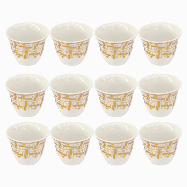 Ceramic Coffee Cawa Shafee Cup Set of 12 Pcs Abstract Print 75 ml (Ctn Box 24 units)