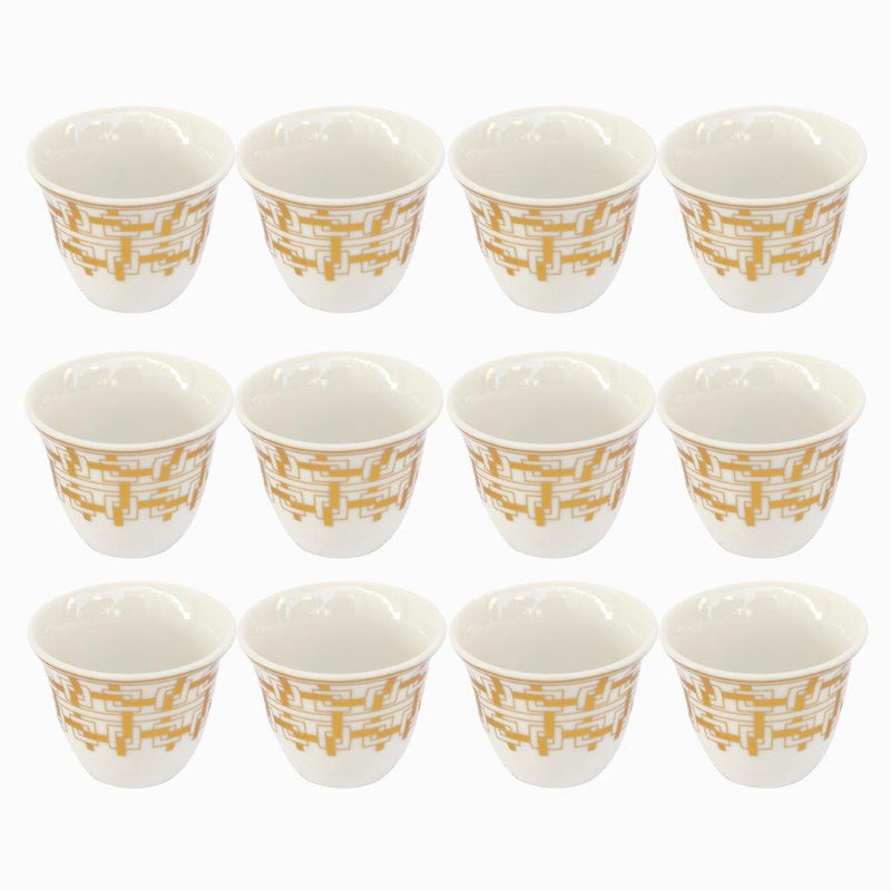 Ceramic Coffee Cawa Shafee Cup Set of 12 Pcs Abstract Print 75 ml (Ctn Box 24 units)