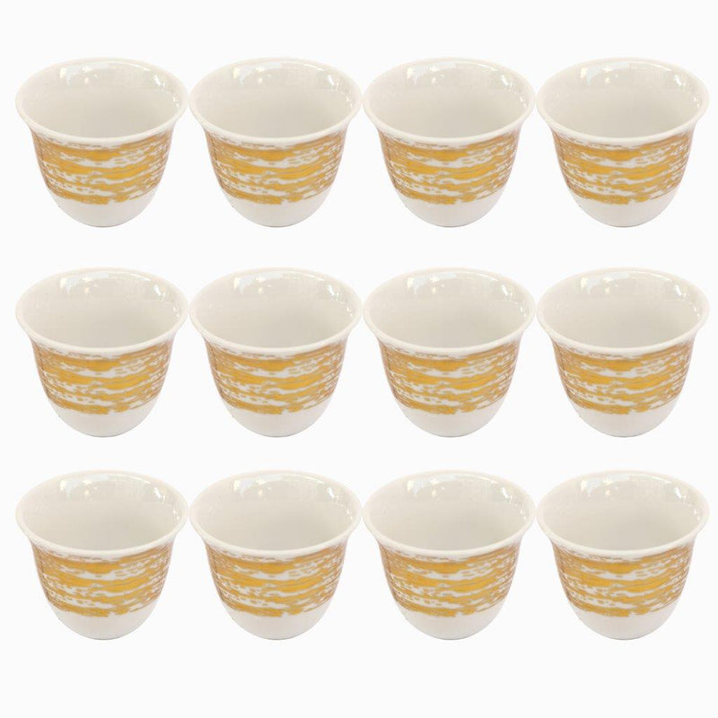 Ceramic Coffee Cawa Shafee Cup Set of 12 Pcs Abstract Print 75 ml (Ctn Box 24 units)