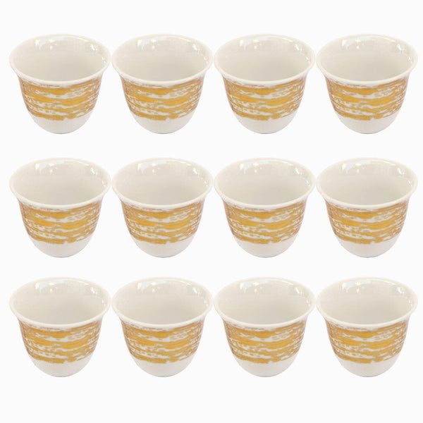 Ceramic Coffee Cawa Shafee Cup Set of 12 Pcs Abstract Print 75 ml (Ctn Box 24 units)