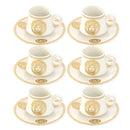 Ceramic Coffee Cup and Saucer Set of 6 Pcs Abstract Print Design 100 ml 12 cm (Ctn Box 18 units)