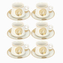 Ceramic Tea Cup and Saucer Set of 6 Pcs Abstract Print Design 200 ml/14 cm (Ctn Box 12 units)