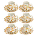 Ceramic Coffee Cup and Saucer Set of 6 Pcs Abstract Print Design 100 ml 12 cm (Ctn Box 18 units)