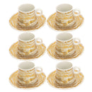 Ceramic Coffee Cup and Saucer Set of 6 Pcs Abstract Print Design 100 ml 12 cm (Ctn Box 18 units)