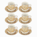 Ceramic Coffee Cup and Saucer Set of 6 Pcs Abstract Print Design 200 ml 14 cm (Ctn Box 12 units)