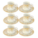 Ceramic Coffee Cup and Saucer Set of 6 Pcs Abstract Print Design 100 ml 12 cm (Ctn Box 18 units)