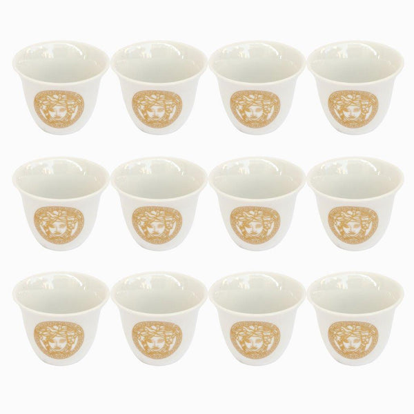 Ceramic Coffee Cup and Saucer Set of 6 Pcs Abstract Print Design 75 ml (Ctn Box 24 units)