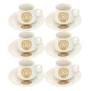 Ceramic Coffee Cup and Saucer Set of 6 Pcs Abstract Print Design 100 ml/12 cm (Ctn Box 18 units)