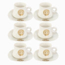 Ceramic Tea Cup and Saucer Set of 6 Pcs Abstract Print Design 200 ml/14 cm (Ctn Box 12 units)