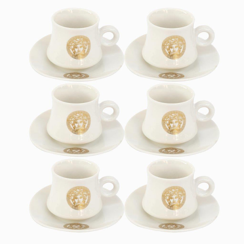 Ceramic Tea Cup and Saucer Set of 6 Pcs Abstract Print Design 200 ml/14 cm (Ctn Box 12 units)