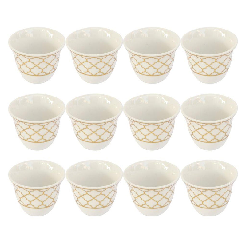 Ceramic Coffee Cup and Saucer Set of 6 Pcs Abstract Print Design 75 ml (Ctn Box 24 units)