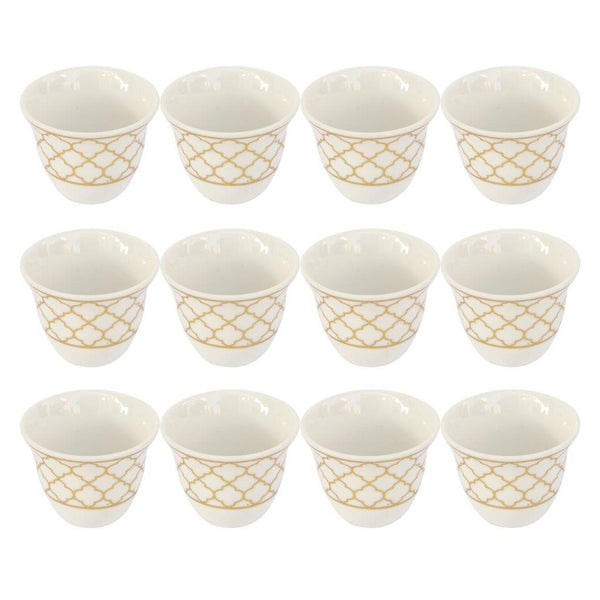 Ceramic Coffee Cup and Saucer Set of 6 Pcs Abstract Print Design 75 ml (Ctn Box 24 units)