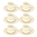 Ceramic Coffee Cup and Saucer Set of 6 Pcs Abstract Print Design 100 ml/12 cm (Ctn Box 18 units)