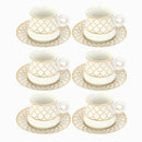 Ceramic Tea Cup and Saucer Set of 6 Pcs Abstract Print Design 200 ml/14 cm (Ctn Box 12 units)
