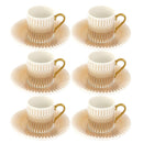 Ceramic Coffee Cup and Saucer Set of 6 Pcs Abstract Print Design 90 ml 12 cm (Ctn Box 18 units)