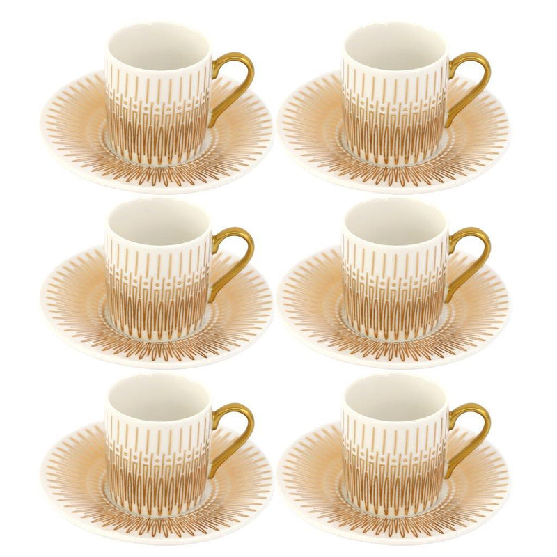 Ceramic Coffee Cup and Saucer Set of 6 Pcs Abstract Print Design 90 ml 12 cm (Ctn Box 18 units)