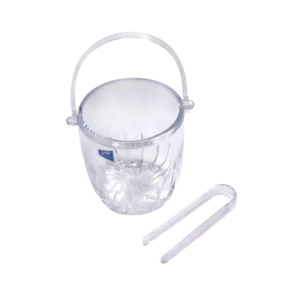 Glass Ice Bucket with handle and Tong Set 12*13.5/975 ml (Ctn Box 12 units)